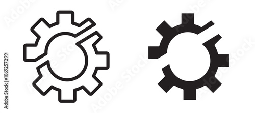 Broken gear vector icon.