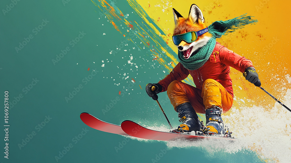 animals on skis, slalom, emotions, fashion show animals on skis, slalom, emotions, fashion show