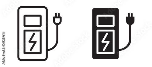 Charging station liner icon vector set.