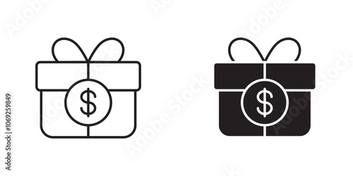 Gift Card Icon with Gift Box and Dollar Symbol, Representing Prepaid Payment Options, Gift Cards, and Shopping Rewards