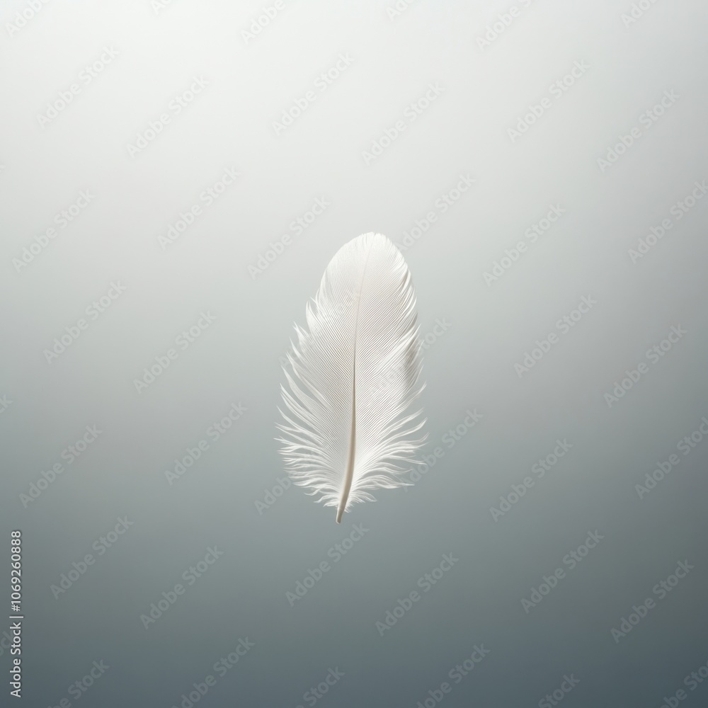 Delicate white feather floating in the air Delicate white feather floating in the air