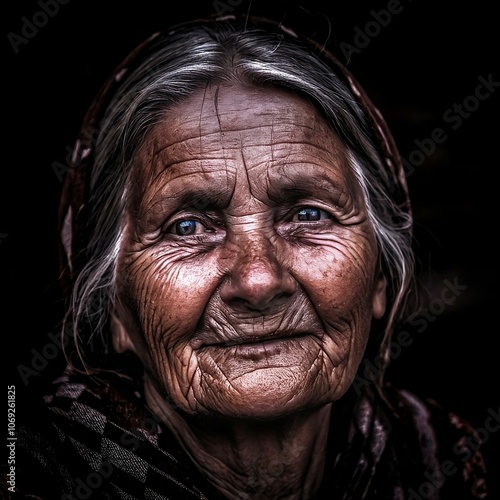 An old woman wrinkled face
