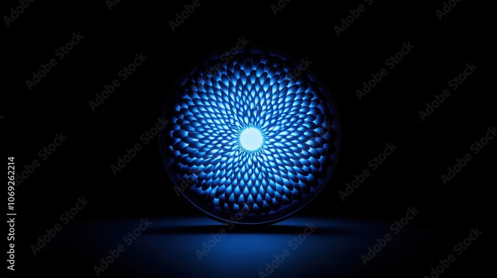 Mesmerizing blue and white radial pattern in the dark Mesmerizing blue and white radial pattern in the dark