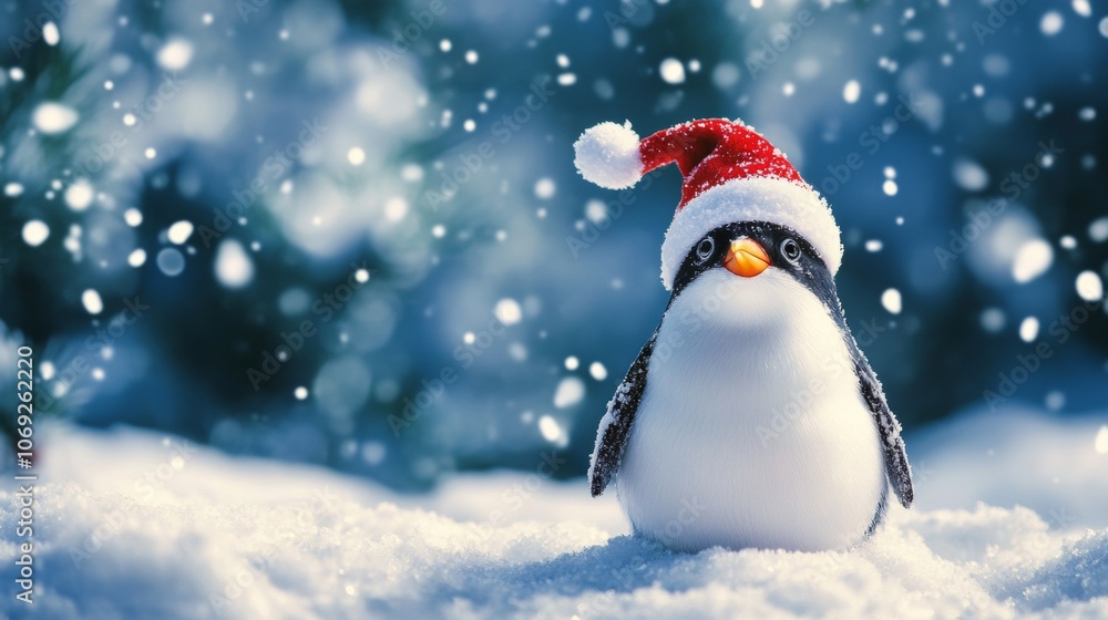 A cute Christmas postcard with a penguin A cute Christmas postcard with a penguin