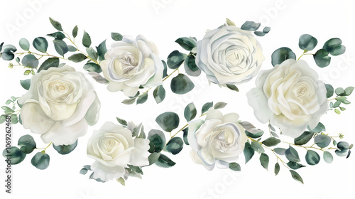 watercolor white roses background