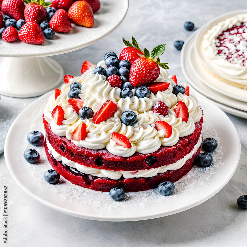 Cake is a delicious chocolate dessert, strawberry cream and strawberries Cake is a delicious chocolate dessert, strawberry cream and strawberries