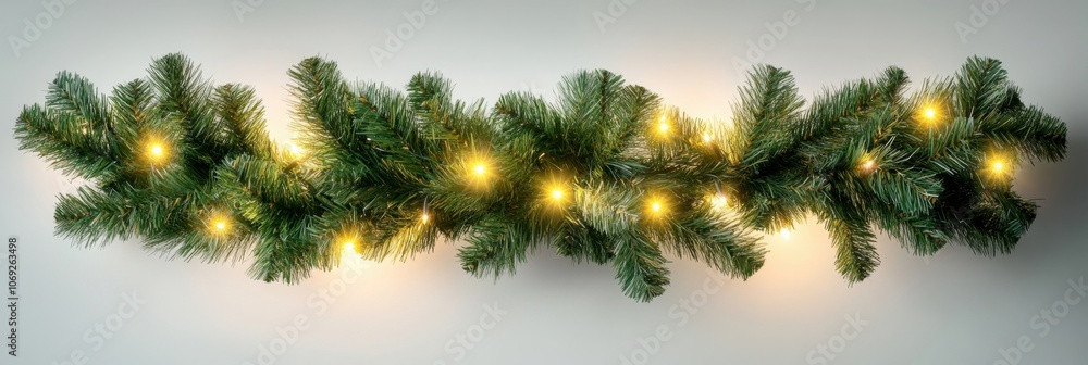 Festive Christmas garland with twinkling lights Festive Christmas garland with twinkling lights