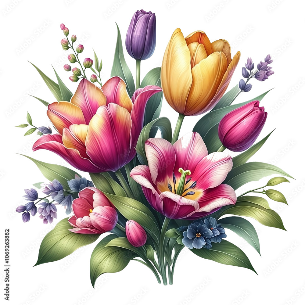 beautiful tulip Flower bouquet vector isolated on white background beautiful tulip Flower bouquet vector isolated on white background