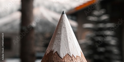 Close-Up of Pencil Shaped Like Snowy Mountain photo