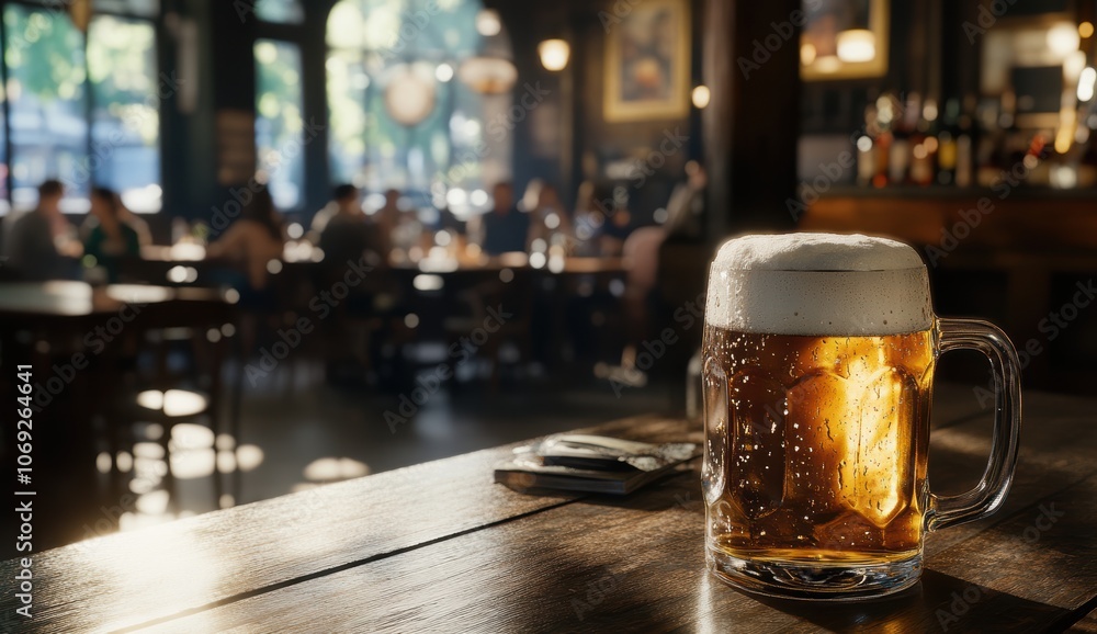 静かなパブで氷冷えしたビールを楽しむ人々の姿 静かなパブで氷冷えしたビールを楽しむ人々の姿