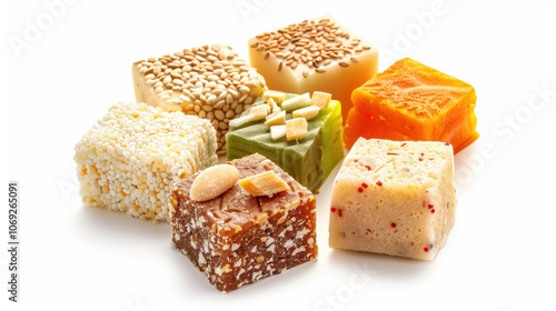 barfi indian sweet food dessert on white background photo