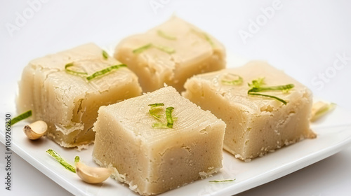 barfi indian sweet food dessert on white background