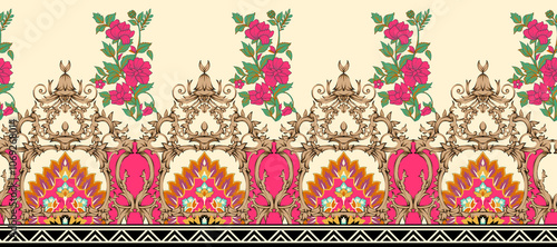 Obraz na płótnie seamless beautiful wallpaper cards border design floral leaf vintage ornament Victorian geometric ethnic print paisley w salonie