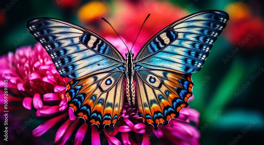 Obraz premium close up of beautiful butterfly on flower