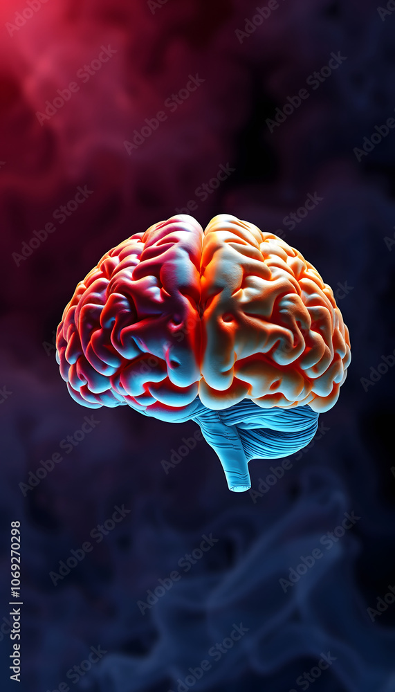 Obraz premium The concept of the human brain. The right creative hemisphere versus the left logical hemisphere. Education, science and medical abstract background isolated with white highlights, png