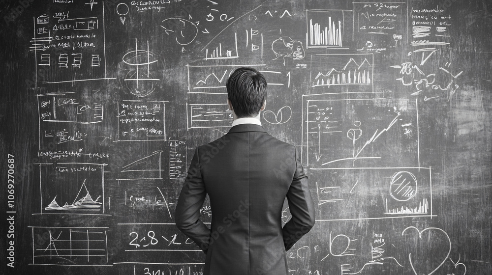 A chalkboard outline of plans for competitive business advantage. A chalkboard outline of plans for competitive business advantage.