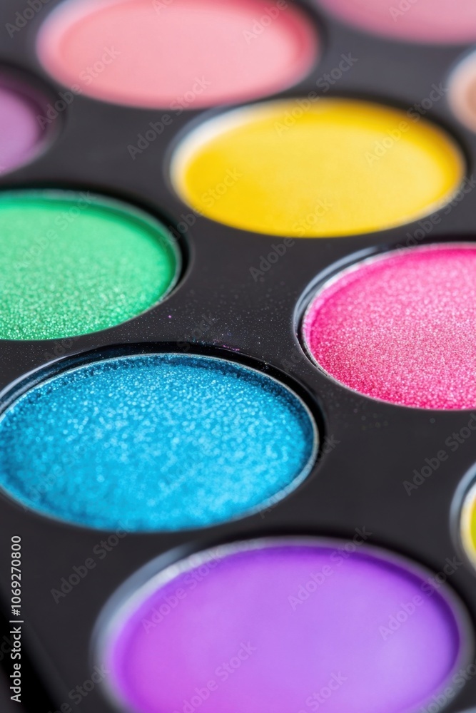 Vibrant makeup palette with various eyeshadow colors Vibrant makeup palette with various eyeshadow colors