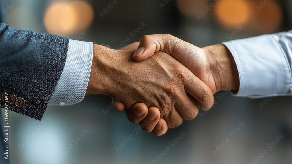 A close-up of two hands shaking, symbolizing agreement and partnership in a professional setting. A close-up of two hands shaking, symbolizing agreement and partnership in a professional setting.