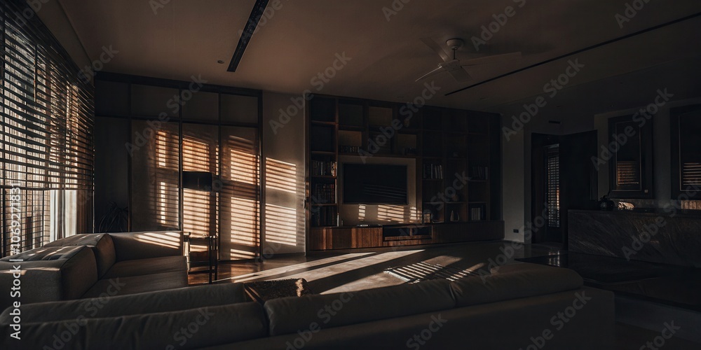 Fototapeta premium Modern Living Room with Warm Natural Light