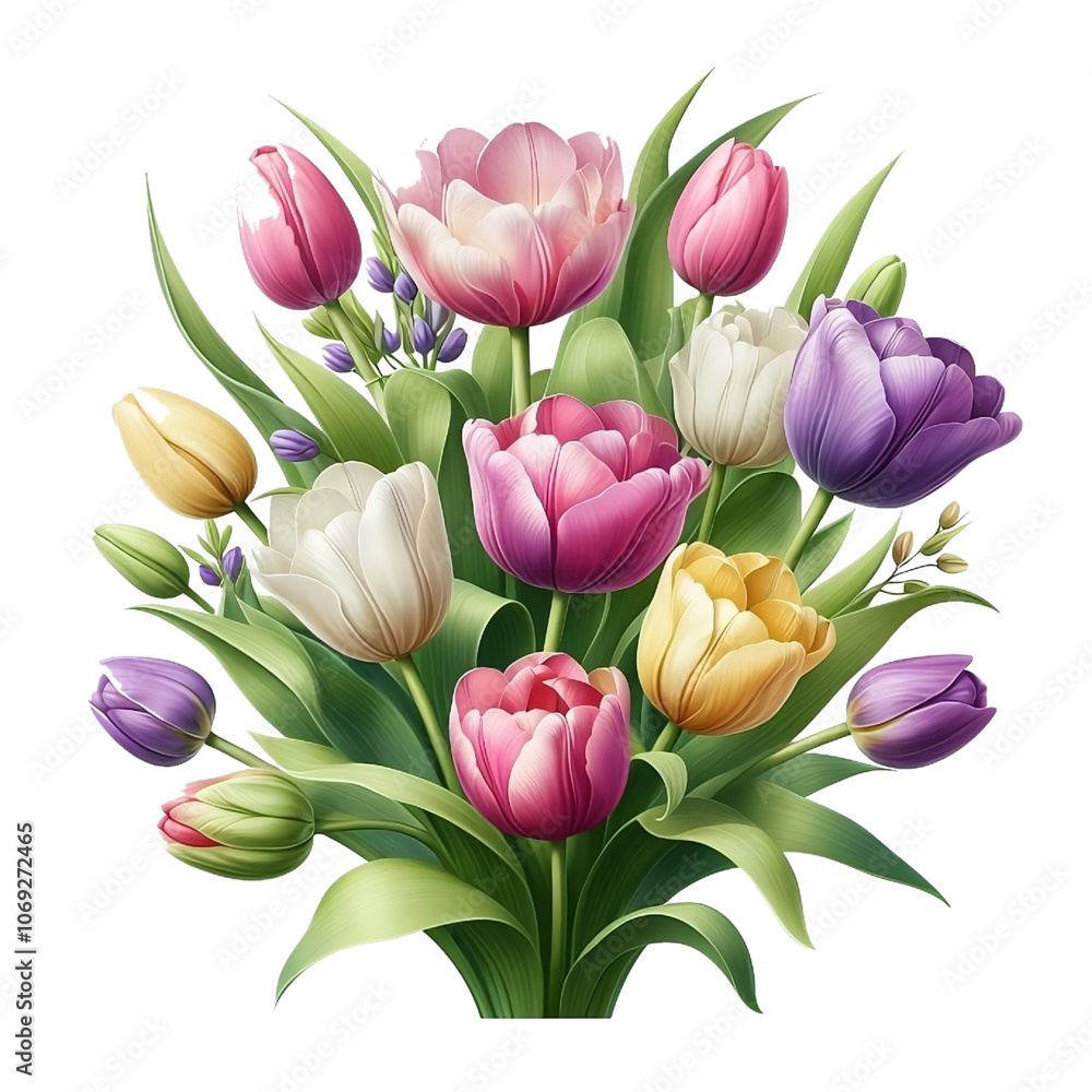 Fototapeta premium beautiful tulip Flower bouquet vector isolated on white background