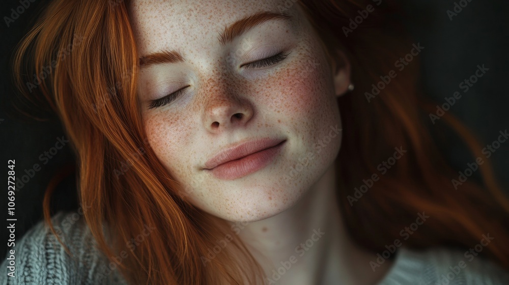 A young red headed girl with freckles A young red headed girl with freckles