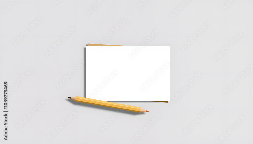 A6 card notecard, greeting card, postcard mockup for design presentation or text, brown envelope, pencil, minimal flat lay isolated with white highlights, png A6 card notecard, greeting card, postcard mockup for design presentation or text, brown envelope, pencil, minimal flat lay isolated with white highlights, png