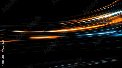 abstract background with lines blue and orange on black background