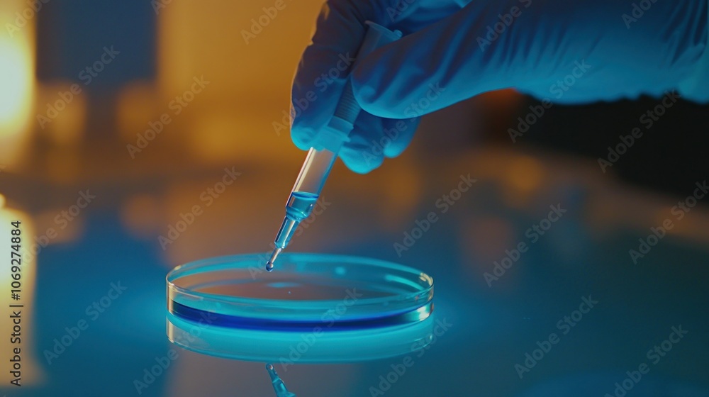 Close-up of a Hand Dropping Liquid into a Petri Dish Close-up of a Hand Dropping Liquid into a Petri Dish