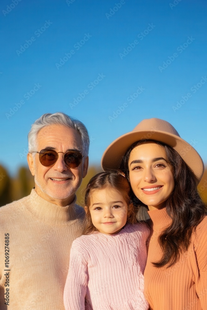 Smiling family enjoying outdoor time together on a sunny day Smiling family enjoying outdoor time together on a sunny day