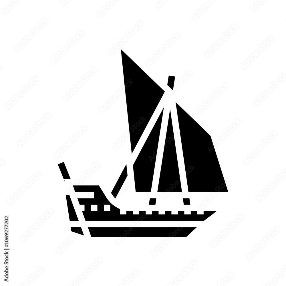dhow ancient ship glyph icon vector. dhow ancient ship sign. isolated symbol illustration dhow ancient ship glyph icon vector. dhow ancient ship sign. isolated symbol illustration