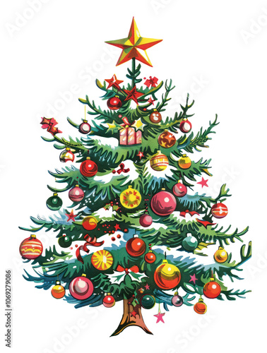 PNG Christmas tree illustration.