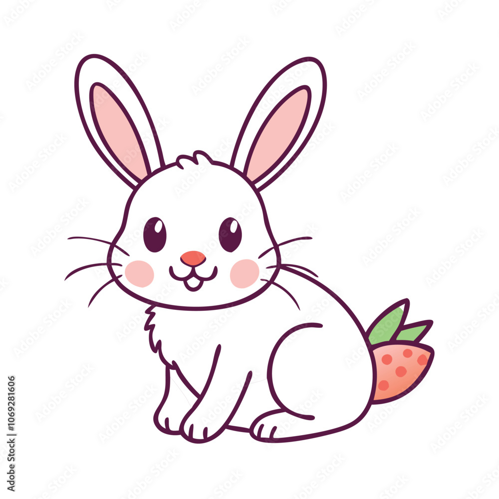 Adorable Pink-Eared Cartoon Bunny Sitting Upright, Cute cartoon bunny with pink ears and cheeks, sitting upright with a gentle expression. Perfect for Easter, kids, or animal themes.
Adorable Pink-Eared Cartoon Bunny Sitting Upright, Cute cartoon bunny with pink ears and cheeks, sitting upright with a gentle expression. Perfect for Easter, kids, or animal themes.