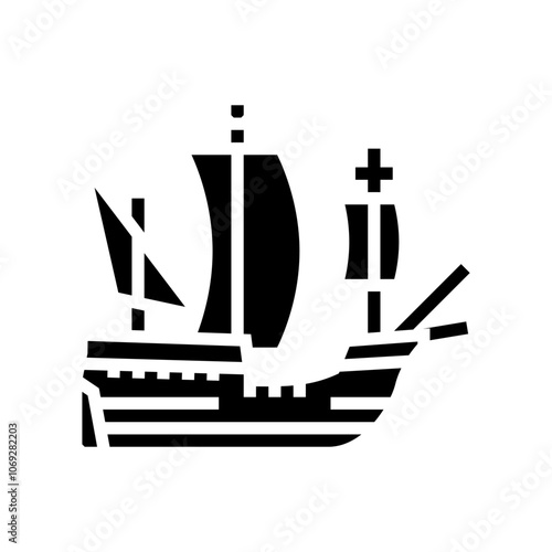carrack ancient ship glyph icon vector. carrack ancient ship sign. isolated symbol illustration