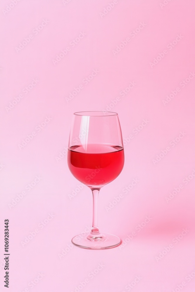 Vibrant red wine in a glass against a soft pink background Vibrant red wine in a glass against a soft pink background