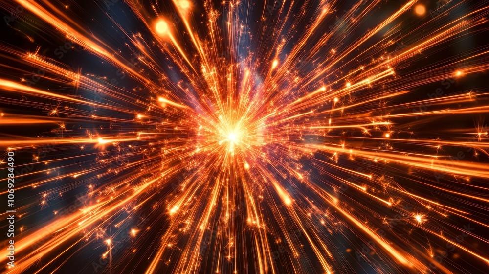 A vibrant display of orange and golden streaks exploding outward from a central point, capturing the intensity and energy of a cosmic fireworks spectacle. A vibrant display of orange and golden streaks exploding outward from a central point, capturing the intensity and energy of a cosmic fireworks spectacle.