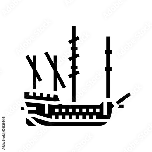 galleon ancient ship glyph icon vector. galleon ancient ship sign. isolated symbol illustration