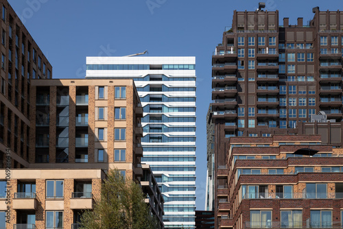 Photography Modern high-rise apartment buildings in the business district - Zuidas, of Amsterdam