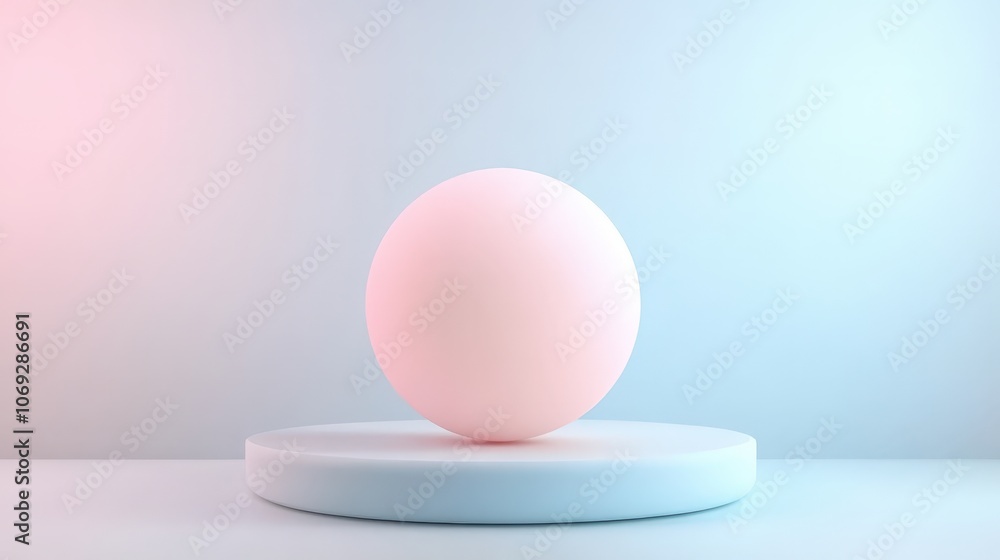 A minimalist design featuring a soft pink sphere on a pale blue circular platform, perfect for showcasing products, branding, or as a visual element in modern graphic design, A minimalist design featuring a soft pink sphere on a pale blue circular platform, perfect for showcasing products, branding, or as a visual element in modern graphic design,