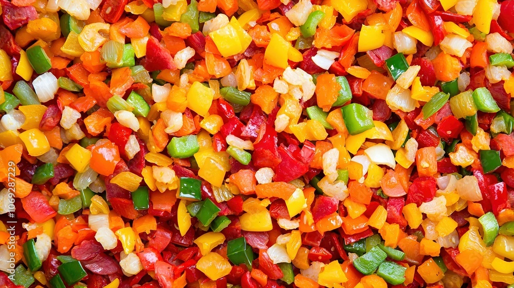 Close-up of colorful fruits and veggie cubes Close-up of colorful fruits and veggie cubes