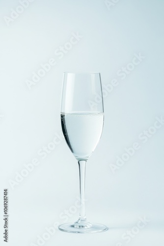 Elegant champagne flute on a minimalist background