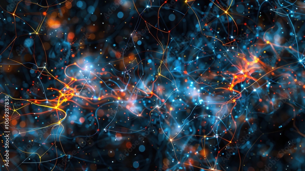 A modern graphic of brain cells, focusing on the complexity of neural networks A modern graphic of brain cells, focusing on the complexity of neural networks