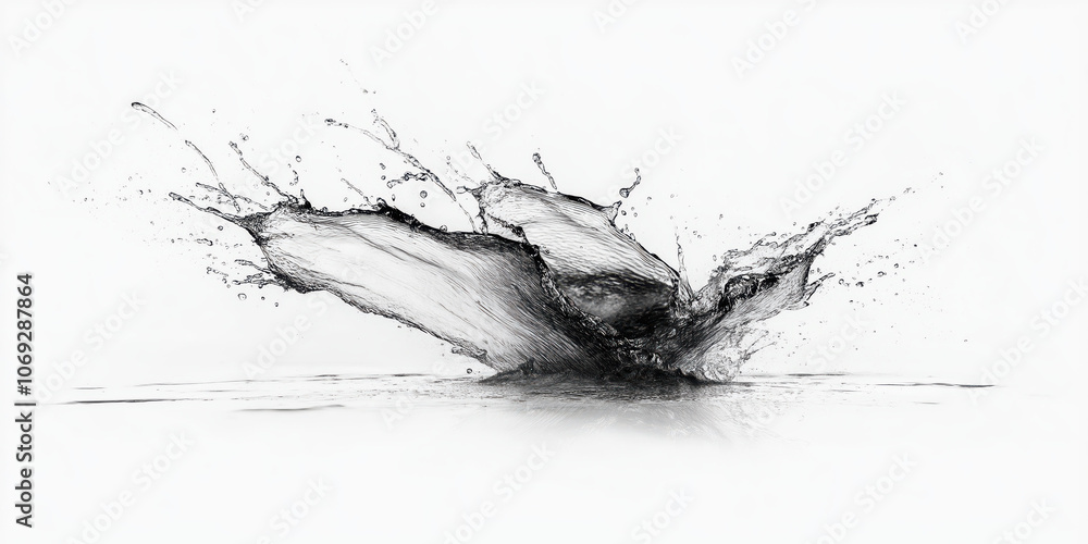 Abstract water splash in minimalist black and white aesthetic Abstract water splash in minimalist black and white aesthetic