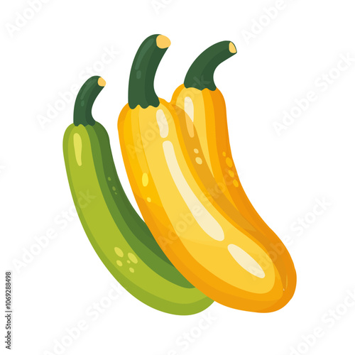 2D flat vector illustration zucchini icon isolated on a white background.

