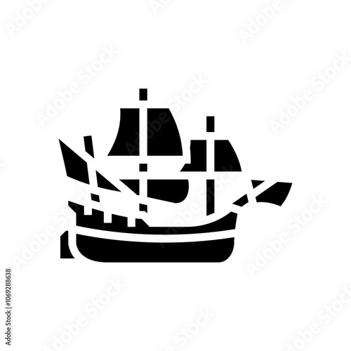 fluyt ancient ship glyph icon vector. fluyt ancient ship sign. isolated symbol illustration
