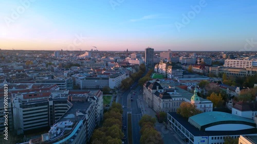 Wallpaper Mural Berlin station zoologischer garten, sunset fall. Nice aerial view flight drone Torontodigital.ca