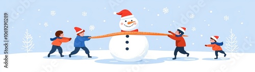 Kids joyfully build a snowman with a carrot nose while sharing winter fun activities