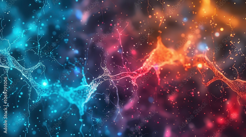A modern graphic of brain cells, focusing on the complexity of neural networks A modern graphic of brain cells, focusing on the complexity of neural networks