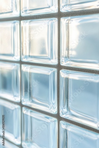 Closeup of a glass block wall with a cross-shaped pattern