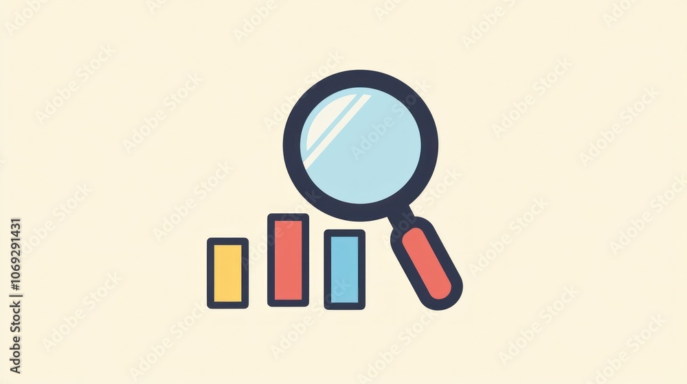 Magnifying Glass Over Bar Chart Magnifying Glass Over Bar Chart