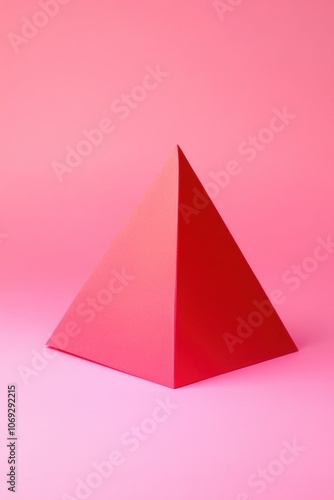 Vibrant red pyramid shape against a pink background